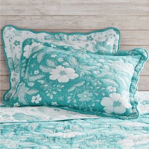 2-Pioneer Woman EVIE Blue Matelasse Quilted~King Size Pillow Sham Set 20x36 NEW!